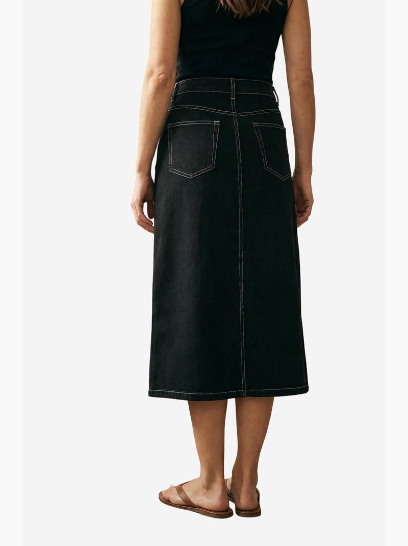 Saia midi em linha a de cintura subida com bolsos my fashion Preto - Kiabi