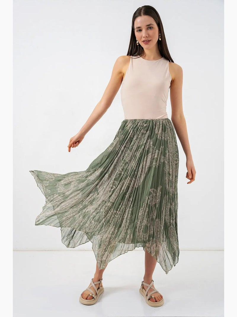 Saia midi em linha a de cintura subida com estampado paisley bdart Verde escuro - Kiabi