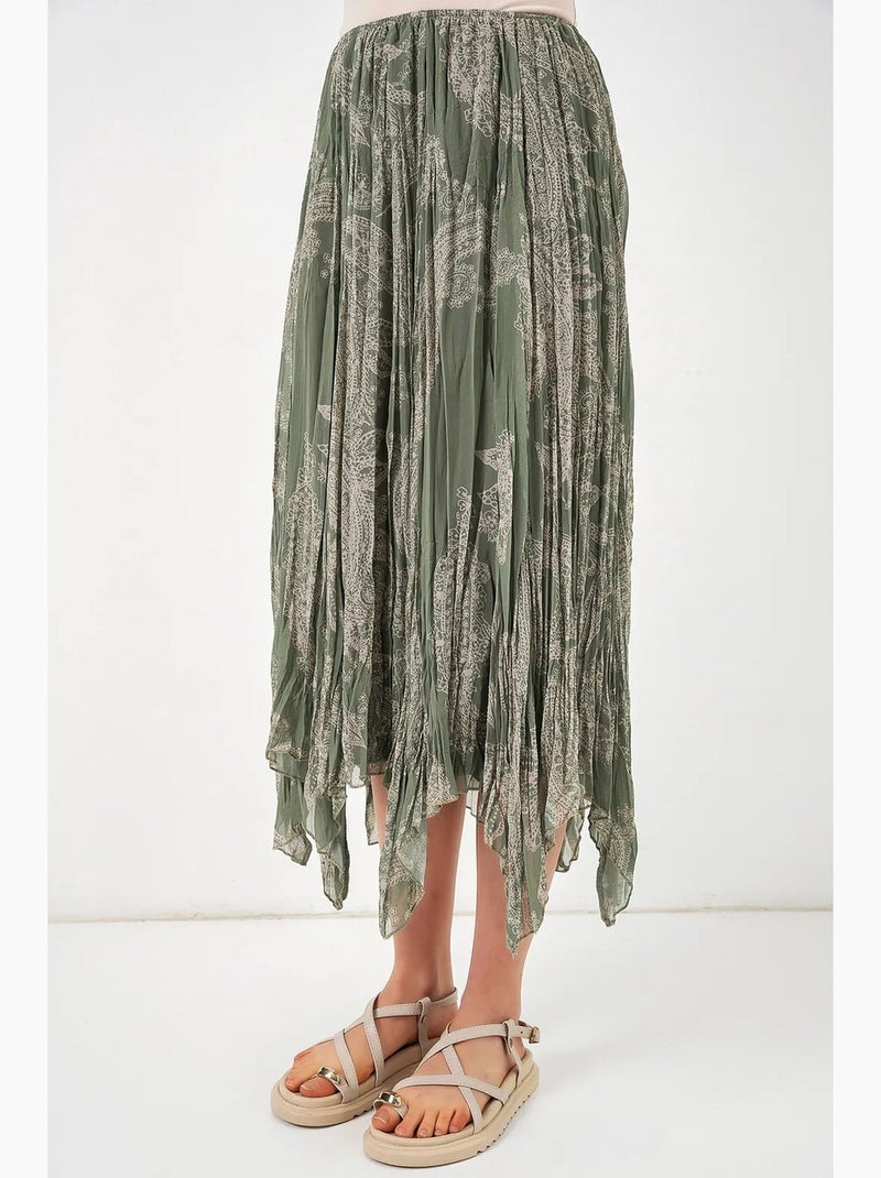 Saia midi em linha a de cintura subida com estampado paisley bdart Verde escuro - Kiabi