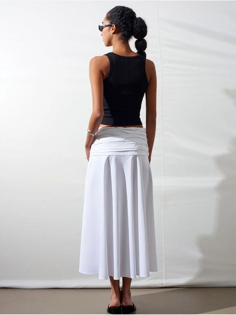 Saia midi em linha a de cintura subida dilvin Branco - Kiabi