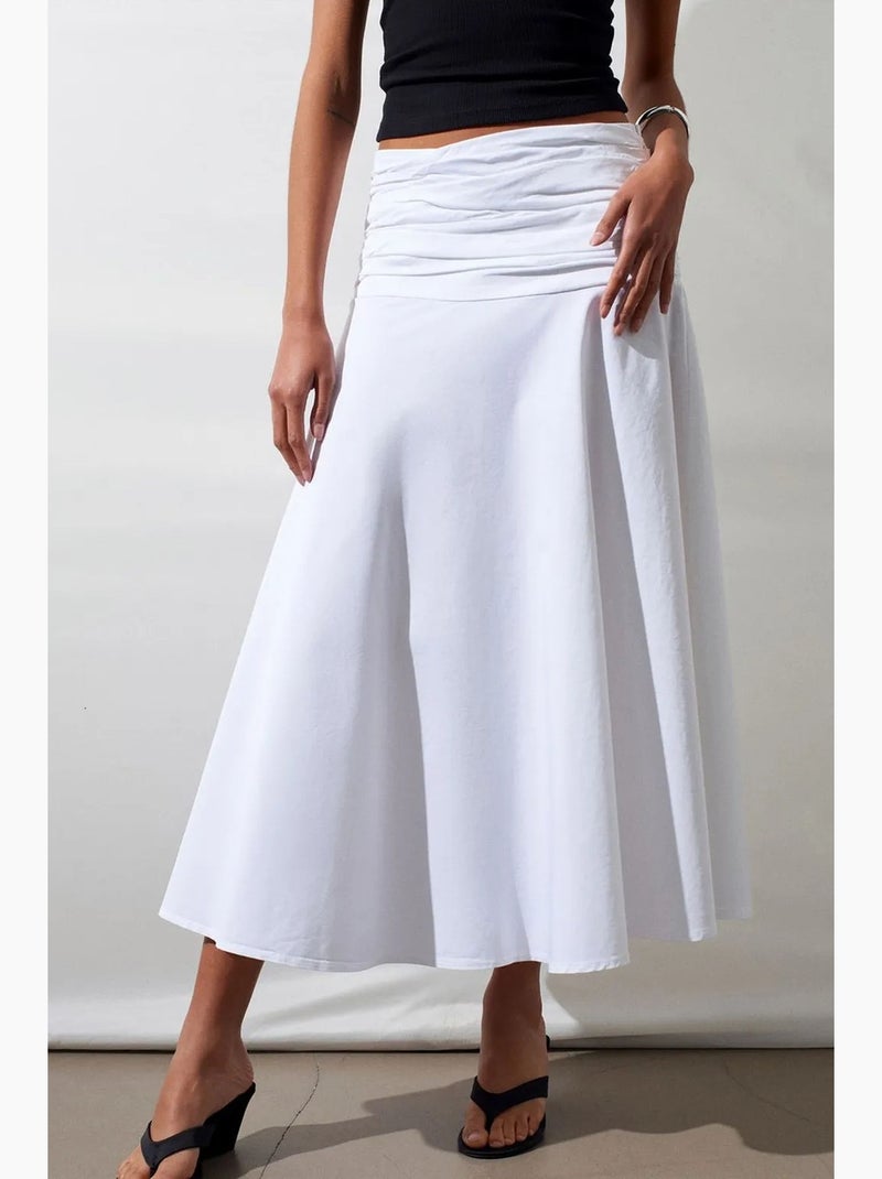 Saia midi em linha a de cintura subida dilvin Branco - Kiabi