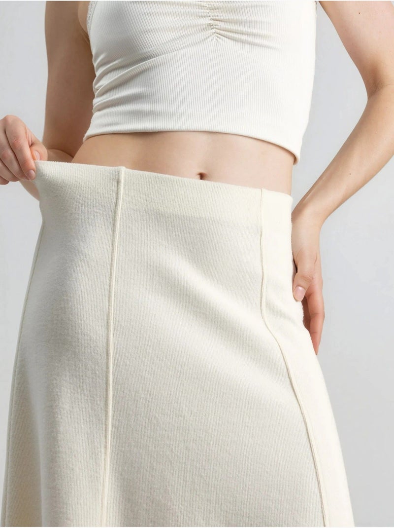 Saia midi em linha a de textura suave busem Bege - Kiabi