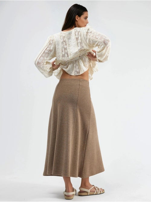 Saia midi em linha a de textura suave busem - Kiabi