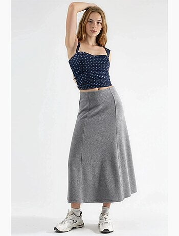 Saia midi em linha a de textura suave busem
