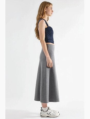 Saia midi em linha a de textura suave busem