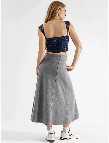 Saia midi em linha a de textura suave busem