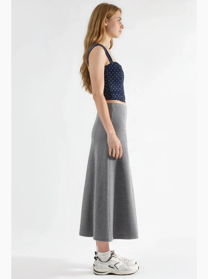 Saia midi em linha a de textura suave busem Cinza escuro - Kiabi
