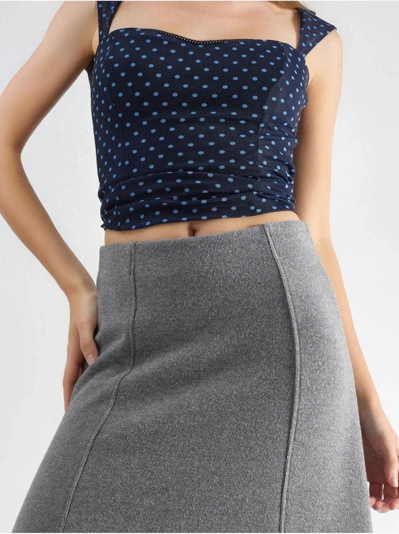 Saia midi em linha a de textura suave busem Cinza escuro - Kiabi