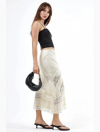 Saia midi em linha a texturada busem