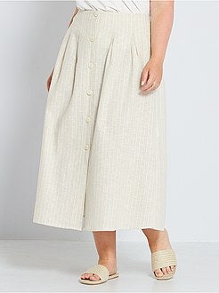 Saia midi em linho e algodão - Kiabi