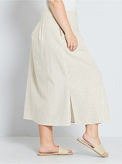 Saia midi em linho e algodão - Kiabi