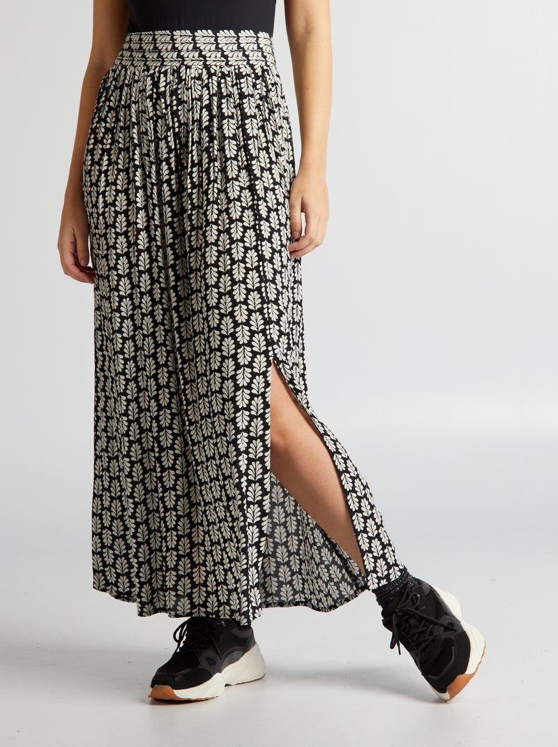 Saia midi em malha crepe PRETO - Kiabi