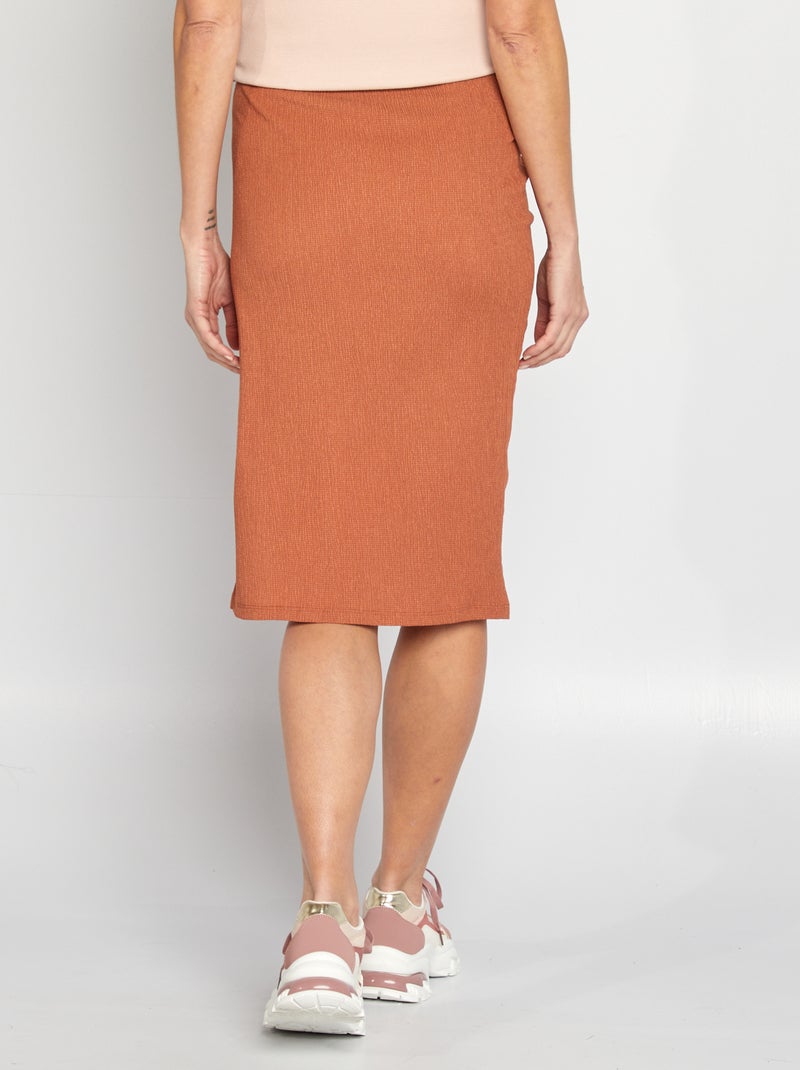 Saia midi em malha gofrada de gravidez CASTANHO - Kiabi