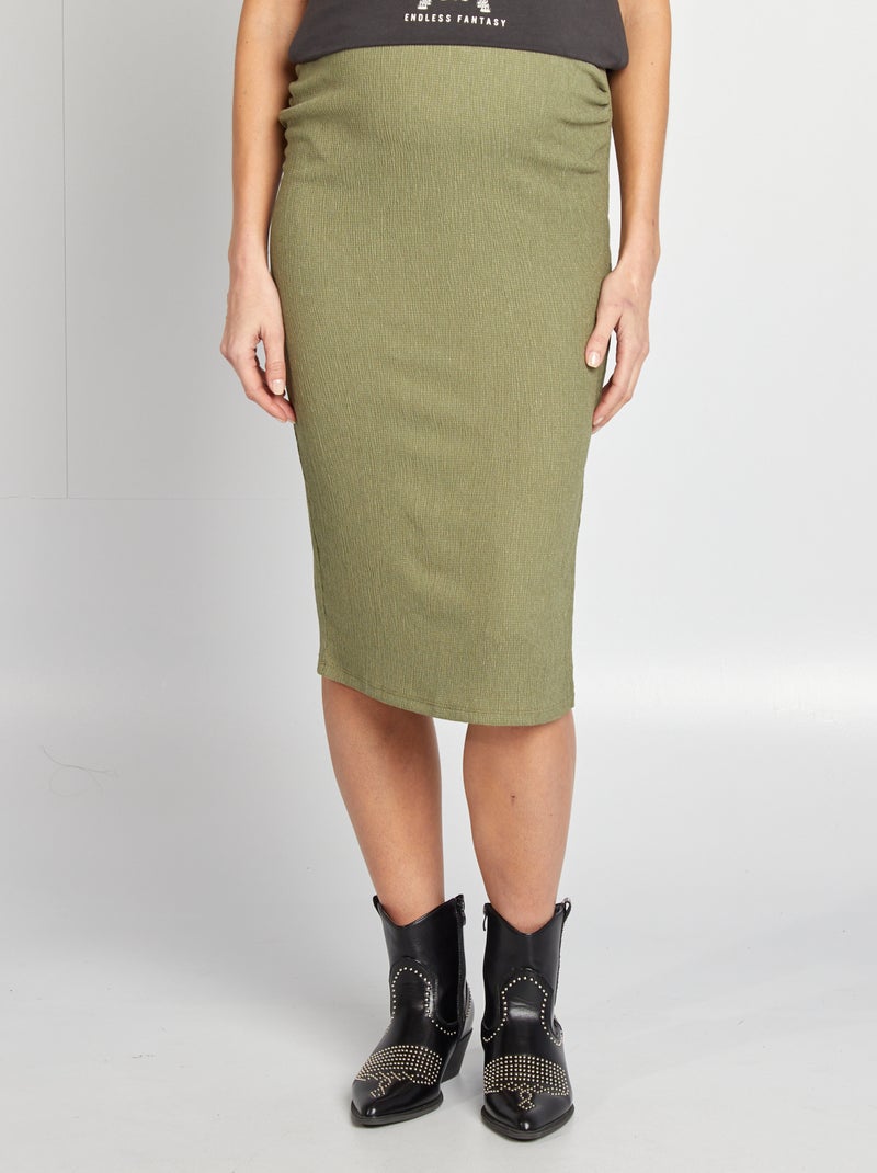 Saia midi em malha gofrada de gravidez VERDE - Kiabi