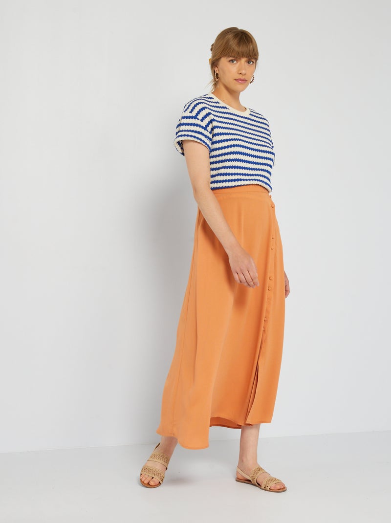 Saia midi georgette MARROM - Kiabi