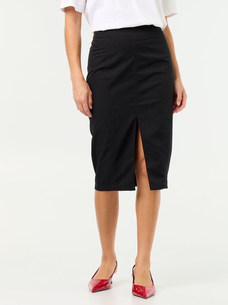 Saia midi justa Preto - Kiabi