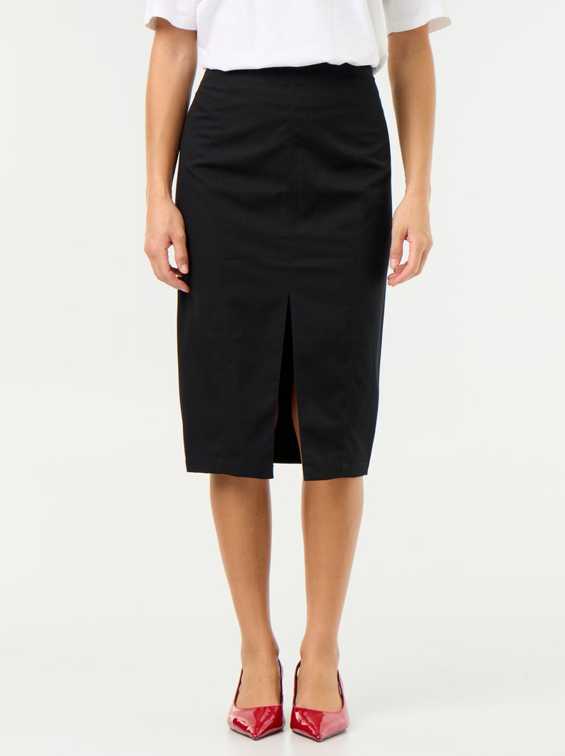 Saia midi justa Preto - Kiabi