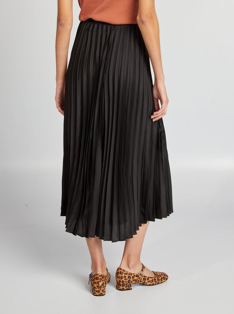 Saia midi plissada Preto - Kiabi