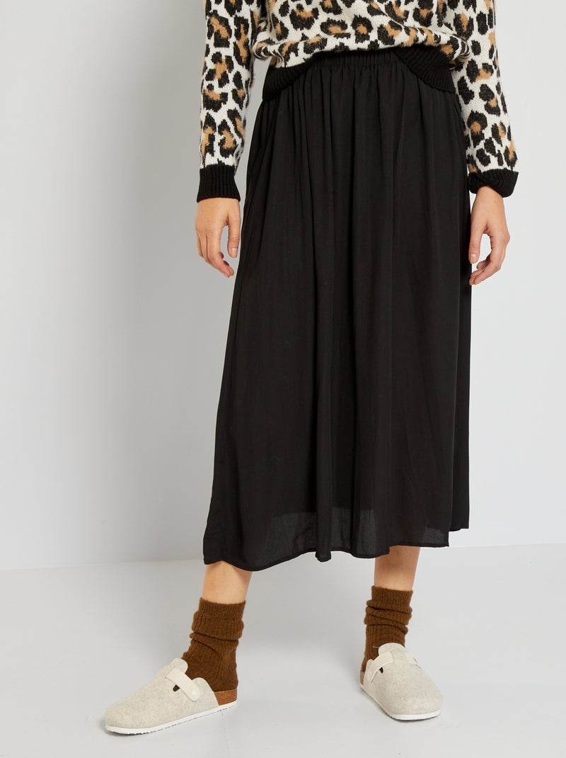 Saia midi plissada Preto - Kiabi