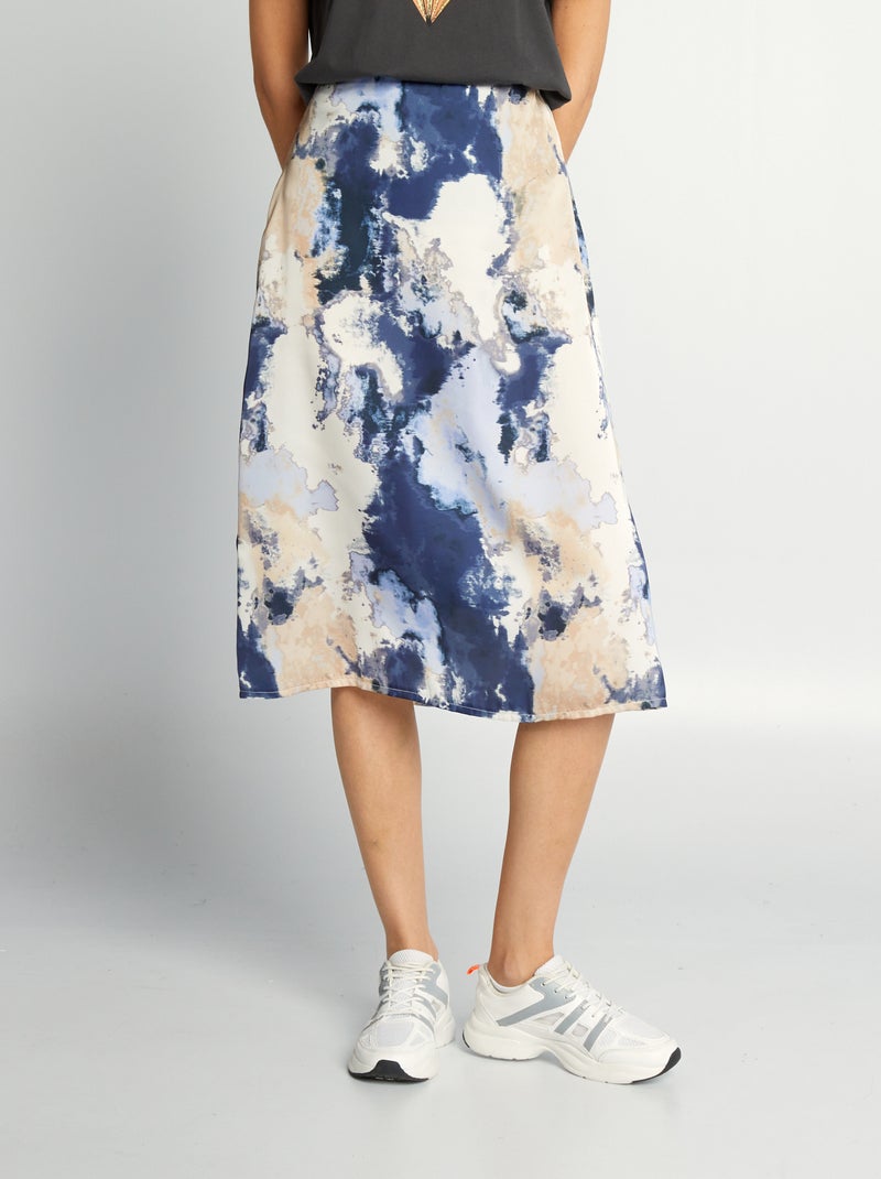 Saia midi tie and dye AZUL - Kiabi