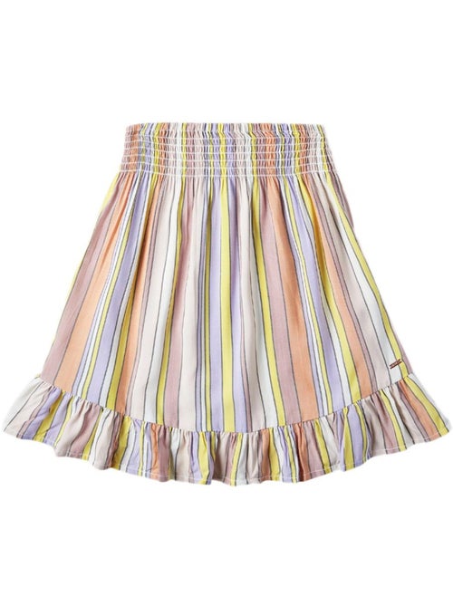 Saia O'Neill Lilia Smocked às Riscas Rosa e Amarelo para Menina - Kiabi