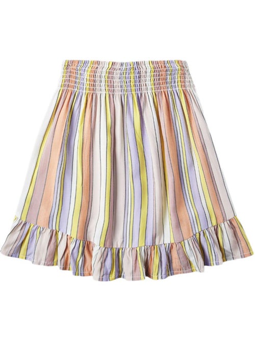 Saia O'Neill Lilia Smocked às Riscas Rosa e Amarelo para Menina - Kiabi