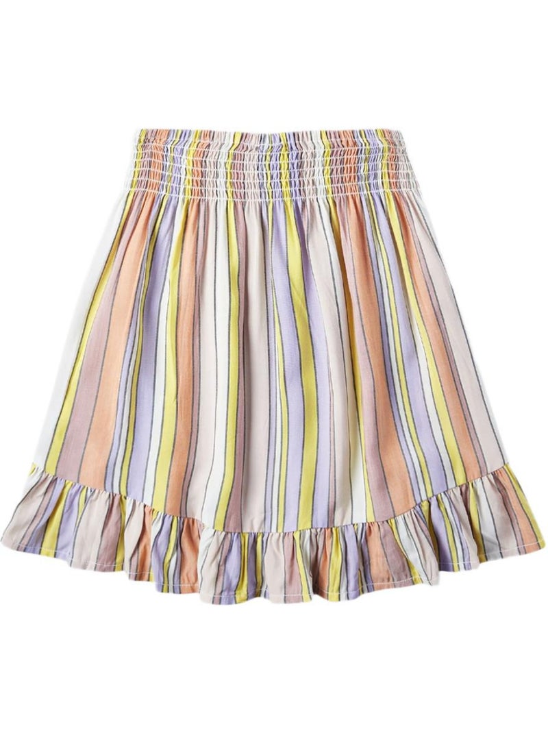 Saia O'Neill Lilia Smocked às Riscas Rosa e Amarelo para Menina Rosa - Kiabi