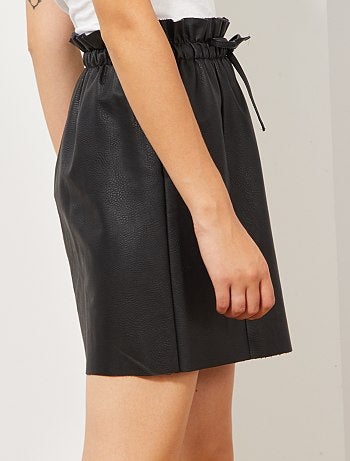 Saia 'paper bag' em pele sintética - Kiabi