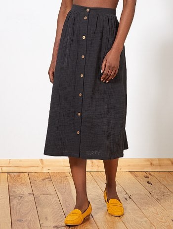 Saia pelo joelho em gaze de algodão - Kiabi