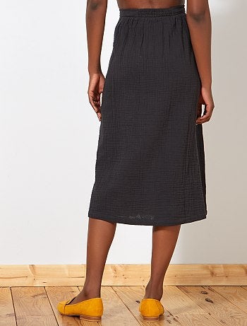 Saia pelo joelho em gaze de algodão - Kiabi