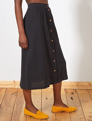 Saia pelo joelho em gaze de algodão - Kiabi