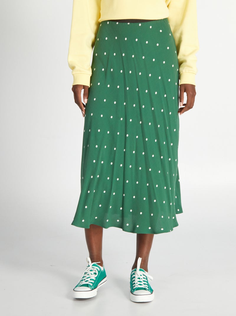 Saia pelo joelho em malha crepe VERDE - Kiabi