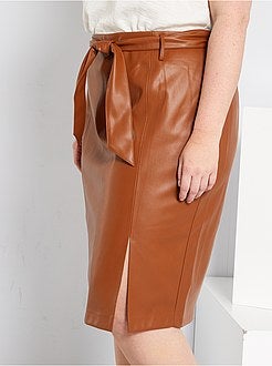 Saia pelo joelho em pele sintética - Kiabi