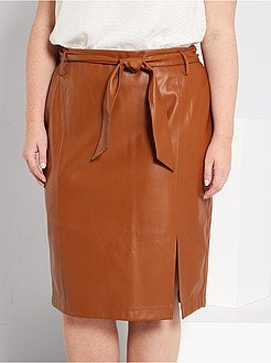 Saia pelo joelho em pele sintética - Kiabi