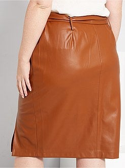 Saia pelo joelho em pele sintética - Kiabi