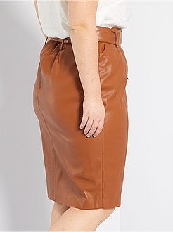 Saia pelo joelho em pele sintética - Kiabi