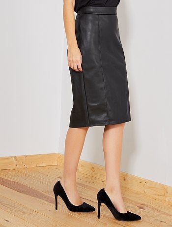 Saia pelo joelho em pele sintética - Kiabi