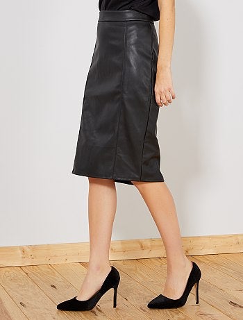 Saia pelo joelho em pele sintética - Kiabi