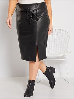 Saia pelo joelho em pele sintética - Kiabi