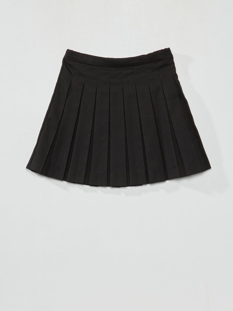 Saia plissada com estampado tartã Preto - Kiabi