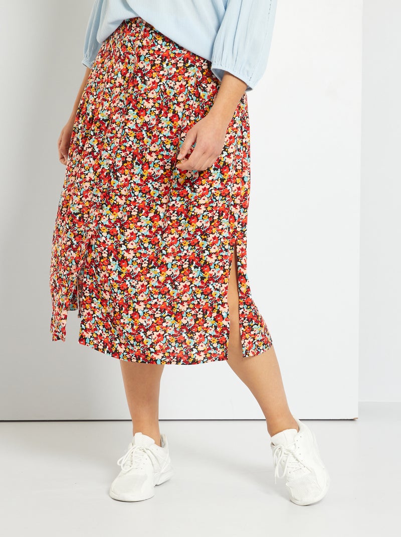 Saia plissada com estampado VERMELHO - Kiabi