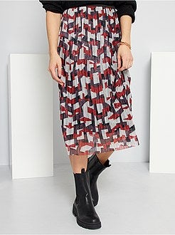 Saia plissada com fios metalizados - Kiabi