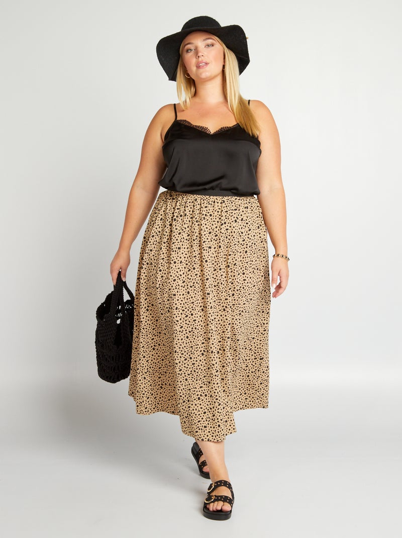 Saia semi-comprida com estampado all-over BEGE - Kiabi
