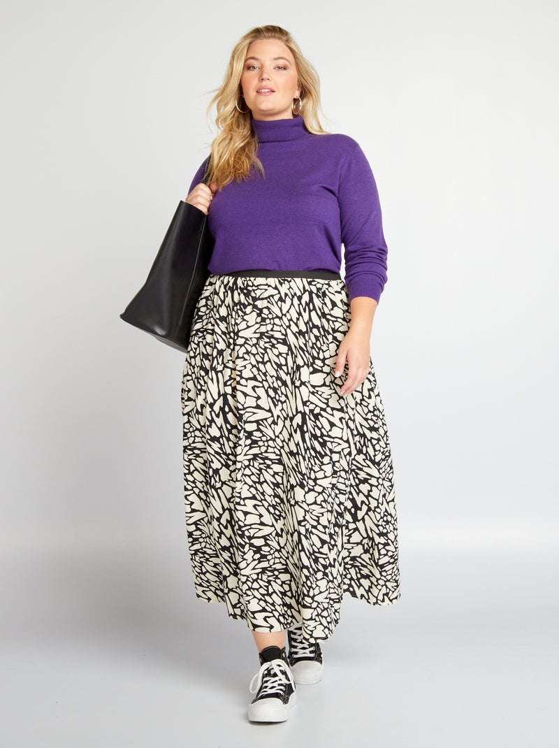 Saia semi-comprida com estampado all-over PRETO - Kiabi
