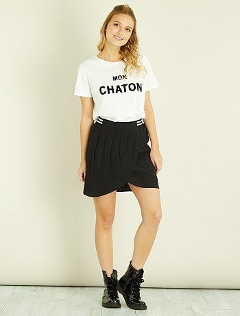 Saia trespassada em tecido com relevo - Kiabi