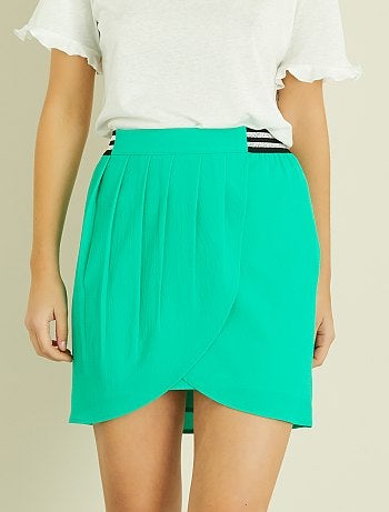 Saia trespassada em tecido com relevo - Kiabi