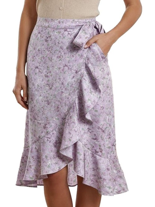 Saia Violeta Floral Vero Moda Smilla para Mulher - Kiabi Saia Violeta Floral Vero Moda Smilla para Mulher - Kiabi