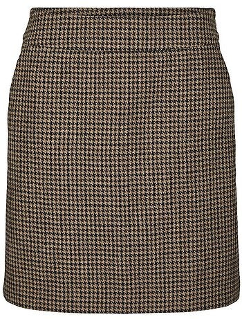 Saia Xadrez Pied-de-Poule Castanha Vero Moda Julie para Mulher