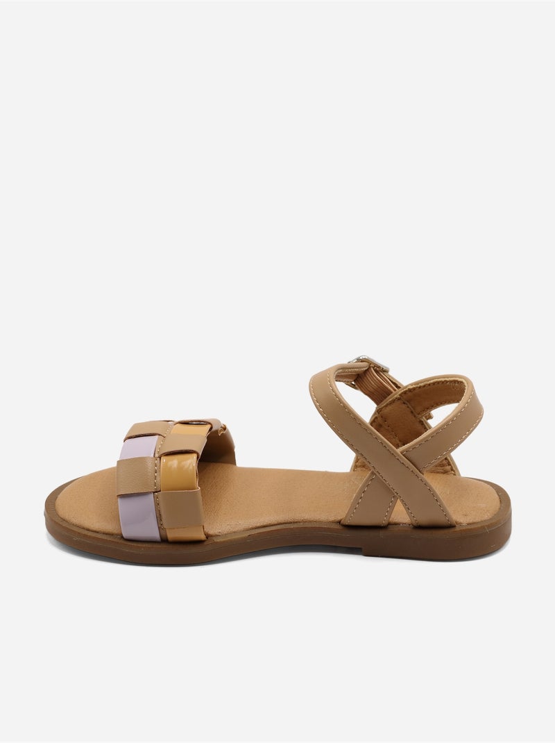 Sandália alça cruzada Camelo - Kiabi