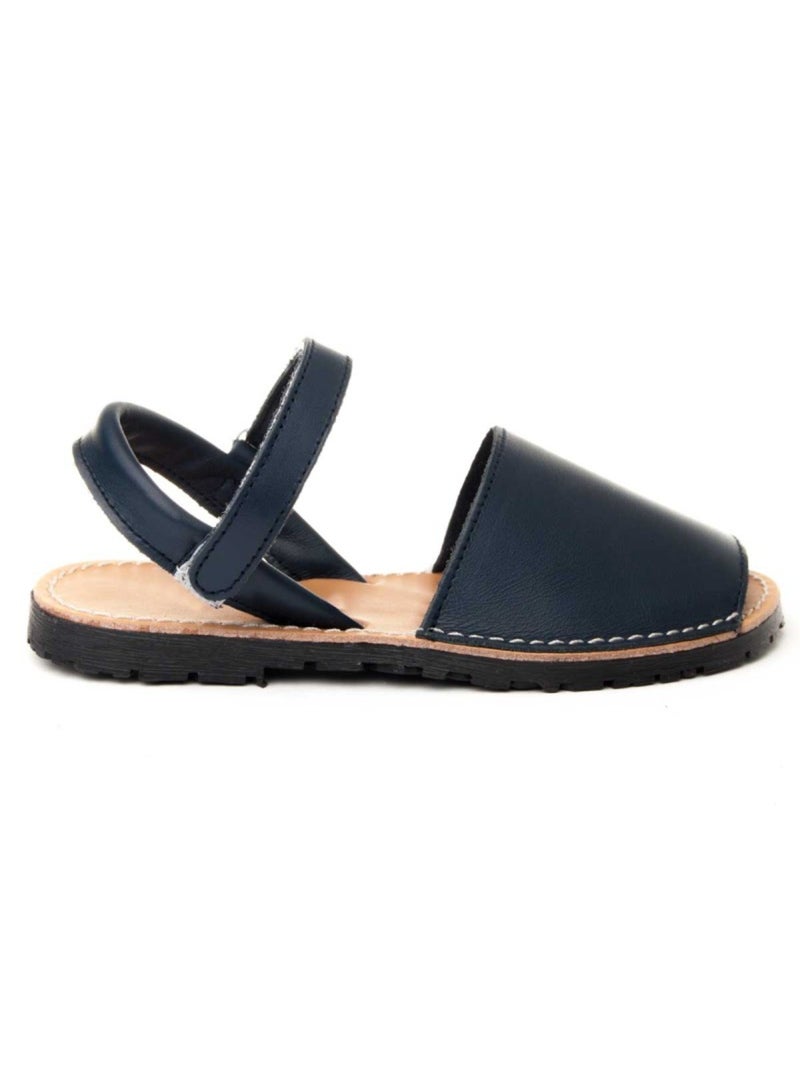 Sandália Baixa Couro Natural Purapiel Azul - Kiabi